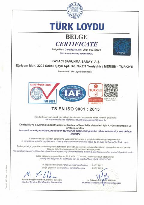 QUALITY CERTIFICATES